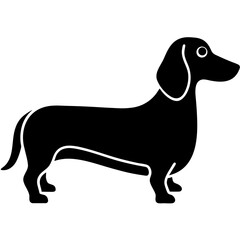 Black silhouette of a dachshund dog clean vector icon style