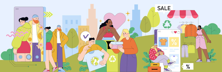 Sustainable Fashion Market Vector Illustration