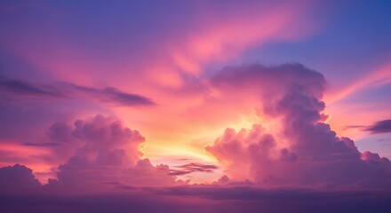 Fototapeta premium Stunning Pink and Purple Sunset Sky with Dramatic Clouds Beautiful Landscape Photography for Wall Art and Nature Lovers