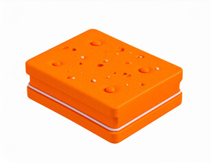 3d rendered cheese sandwich with holes and drops isolated on a clean white background