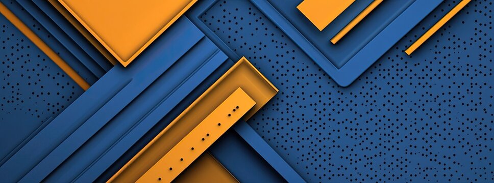 Blue background with geometric shapes and orange accents for corporate presentation or business concept vector design