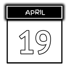 black color calendar frame April month date 19