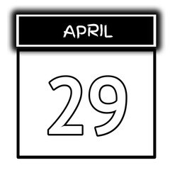 black color calendar frame April month date 29