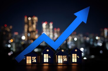 Night cityscape with rising housing costs