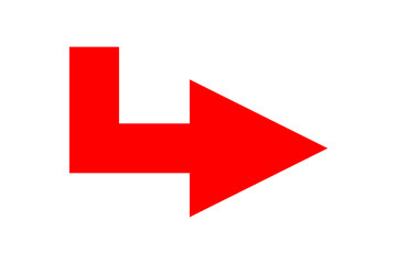 red arrow icon isolated on white background, PNG, direction indicator, simple design, bold, bright red