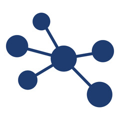 Network Icon In Blue Monochrome Flat Design, Vector Illustration