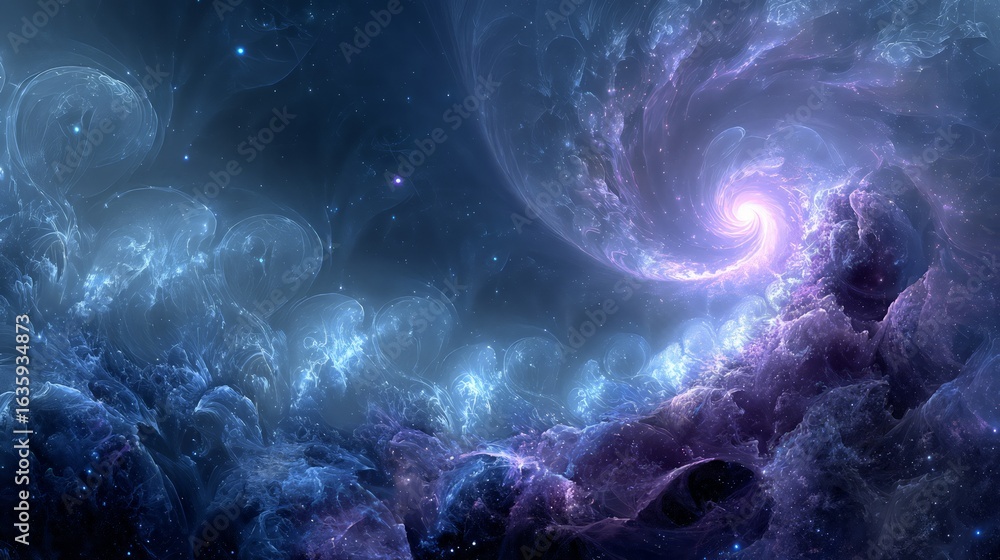 Wall mural abstract cosmic spiral nebula with deep colors