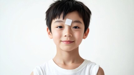 Boy with a BandAid on His Forehead.