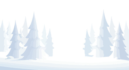 Obraz premium Light-blue trees scattered on a snowy ground, a minimalistic forest landscape