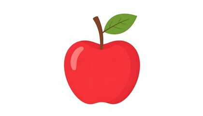 Obraz premium A vibrant red apple illustration with a stem and green leaf, a classic symbol for health, nutrition, and education.