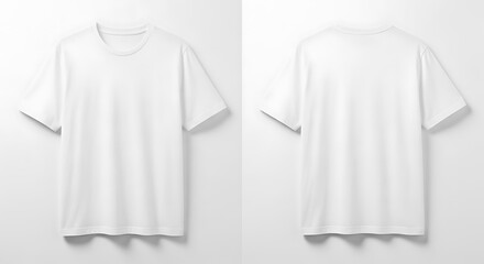 Front and back view of a plain white tshirt isolated on white background