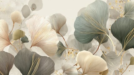 Abstract Floral Design With Ginkgo Leaves