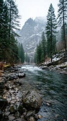 Misty mountain river