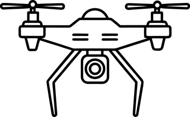 Naklejka premium Drone quadcopter camera aerial fly vector line art illustration