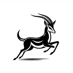 Fototapeta premium Stylized black silhouette of a gazelle leaping