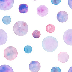 Seamless vector pattern with pastel watercolor circles. Soft and abstract design ideal for prints, fabric, wrapping paper