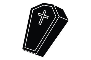 coffin with cross vector icon