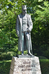 Bronze statue of Emperor Franz Joseph I of Austria (1830–1916) standing with cane and military...
