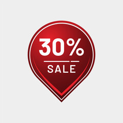 30% Discount Icon – Vector Red Badge for Flash Sale Events