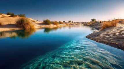 Fototapeta premium Tranquil oasis in the desert landscape.