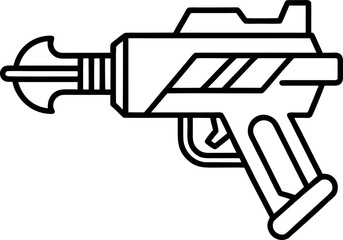 Raygun blaster weapon futuristic space vector line art illustration