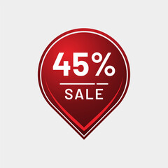 45% Off Discount Tag – Flat Design Red Label for Product Sales