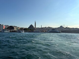 Eminönü Pier with Various Ships, Istanbul, Turkey. 19 July 2025. 