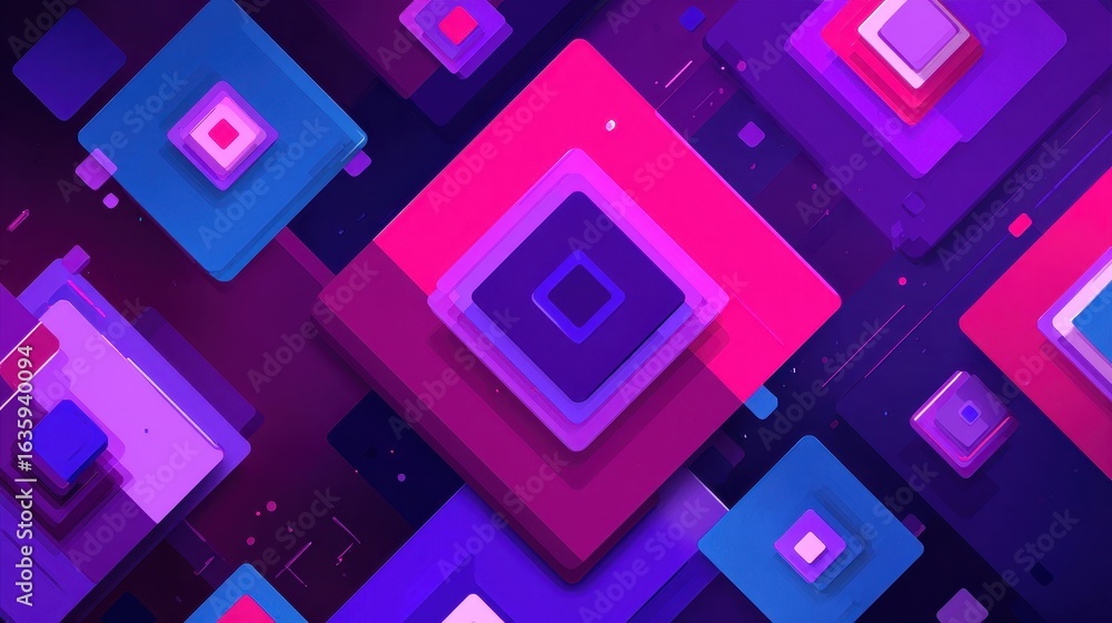 Poster Abstract Geometric Pattern With Overlapping Squares And Vibrant Colors