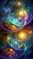 Abstract Colorful Space Design With Twirling Spheres