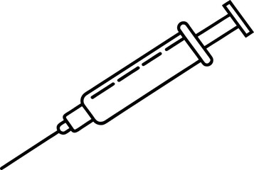 Fototapeta premium Syringe Vector Line Art Icon Illustration For Medical And Health Design