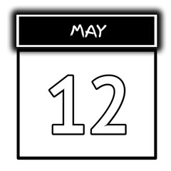 black color calendar frame May month date 12
