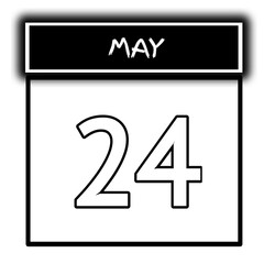 black color calendar frame May month date 24