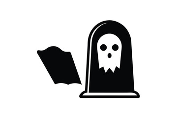 ghost near tombstone vector icon