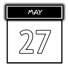 black color calendar frame May month date 27