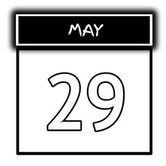 black color calendar frame May month date 29