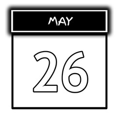 black color calendar frame May month date 26