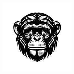 Obraz premium Stylized black and white chimpanzee face illustration