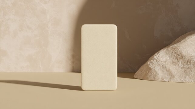 Sleek electronic hardware device with minimalist geometric lines on a neutral background