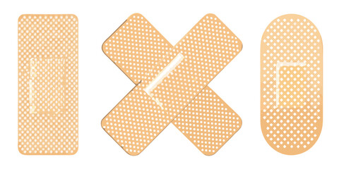 Assorted Bandages Showcase First Aid and Wound Care with Skin Tone Colors and Unique Shapes for Medical Supplies