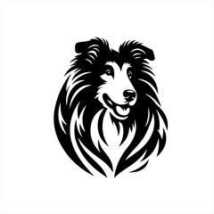 Fototapeta premium Stylized black and white collie dog head illustration