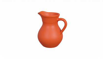 A simple and clean orange ceramic pitcher on a white background illustration