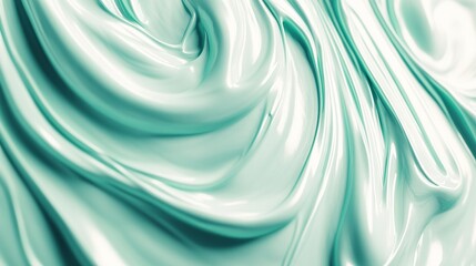 Obraz premium Abstract swirls of pale mint-green, liquid-like substance. Fluid, flowing textures create a smooth, elegant aesthetic