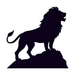 Lion Standing on Rock Silhouette Vector