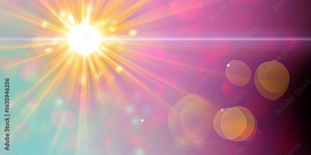 Poster abstract gradient background with glowing lens flares and soft colors for creative design projects.