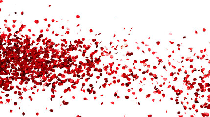 Shiny red confetti scattered on white background. Brightshade. Illustration