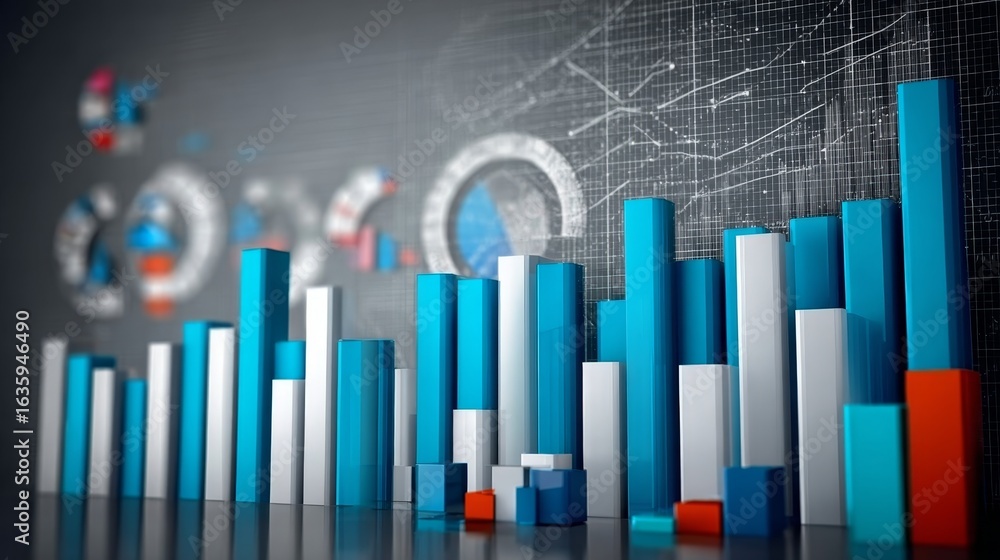 Poster visualizing success analyzing data trends to drive insights for strategic decision-making growth