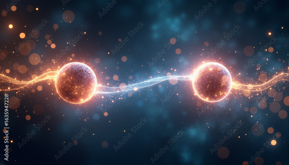 Poster s two planets in space with a nebula in the background
