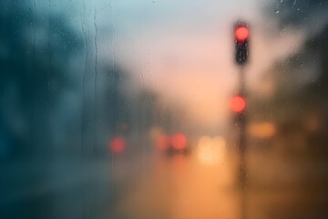 Colorful Mist Background Behind a Foggy Bus Window on a Rainy Morning in the City_2