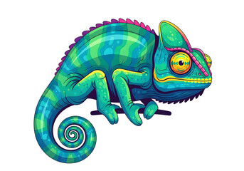 Vibrant chameleon illustration with intricate details and bright colors perfect for creative projects