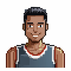Naklejka premium Retro Pixel Art Vector Basketball Player Characters with Ball